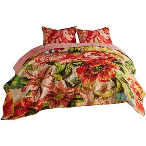 Photo of Dahl 3 Piece King Quilt Set, 2 Pillow Shams, Polyester Fill