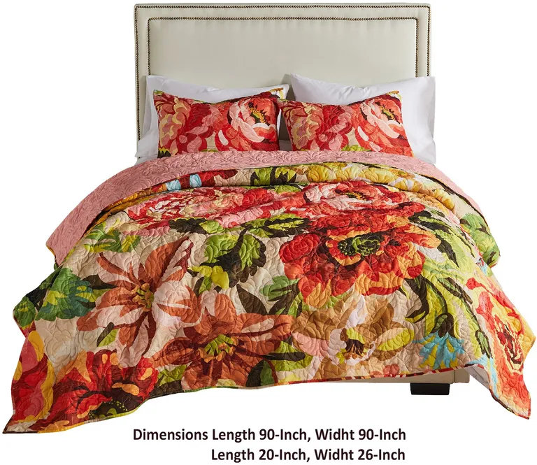 Dahl 3 Piece Queen Quilt Set, 2 Pillow Shams, Polyester Fill Photo 5