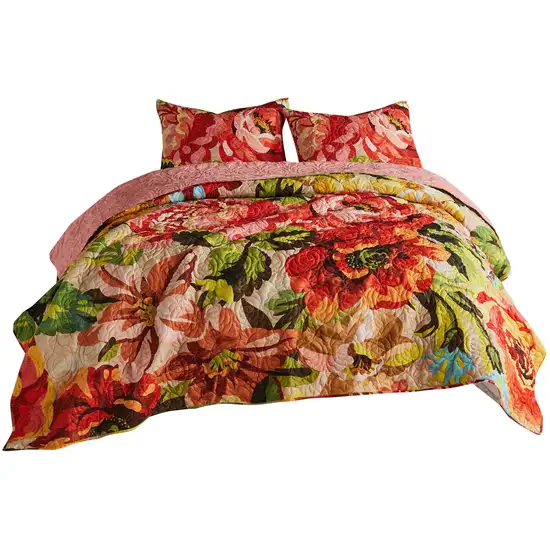 Dahl 3 Piece Queen Quilt Set, 2 Pillow Shams, Polyester Fill Photo 4