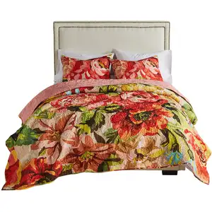 Photo of Dahl 3 Piece Queen Quilt Set, 2 Pillow Shams, Polyester Fill