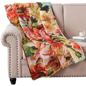 Photo of Dahl 50 x 60 Quilted Floral Throw Blanket with Polyester Fill