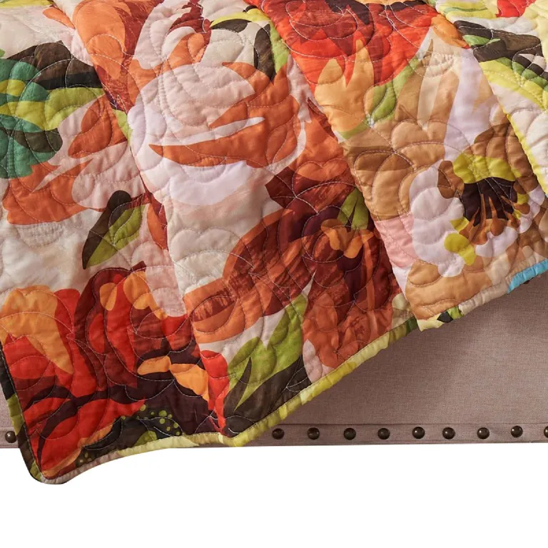 Dahl 50 x 60 Quilted Floral Throw Blanket with Polyester Fill Photo 4