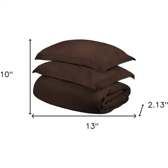 Dark Brown  Cotton Blend 300 Thread Count Washable Duvet Cover Set Photo 4