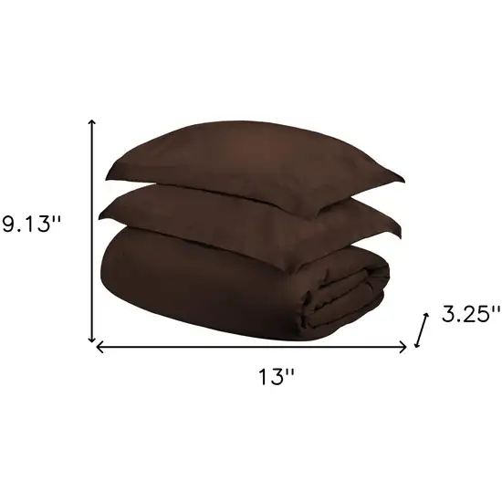 Dark Brown  Cotton Blend 400 Thread Count Washable Duvet Cover Set Photo 4