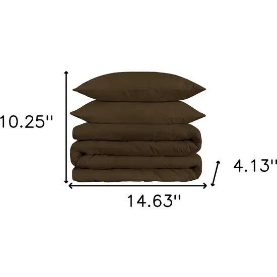 Dark Brown King Cotton Blend 1500 Thread Count Washable Duvet Cover Set Photo 4