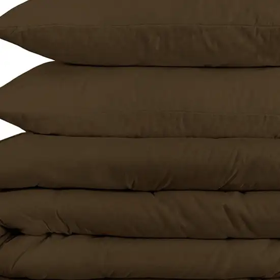 Dark Brown King Cotton Blend 1500 Thread Count Washable Duvet Cover Set Photo 2