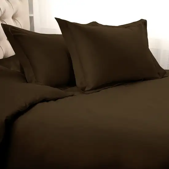 Dark Brown King Cotton Blend 1500 Thread Count Washable Duvet Cover Set Photo 3