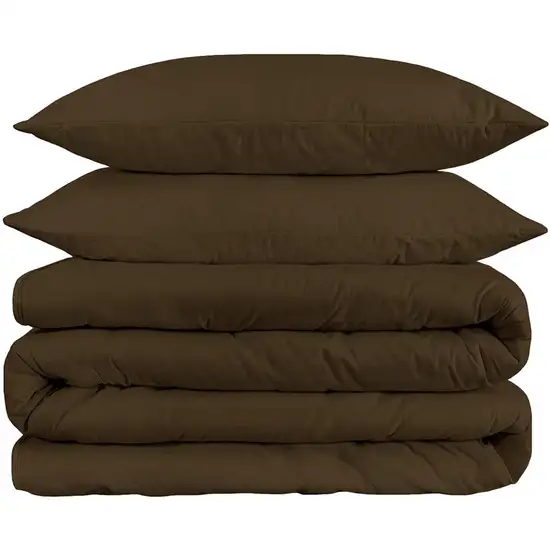 Dark Brown King Cotton Blend 1500 Thread Count Washable Duvet Cover Set Photo 1