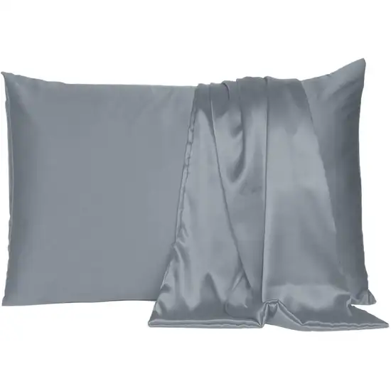 Dark Gray Dreamy Set Of 2 Silky Satin King Pillowcases Photo 1