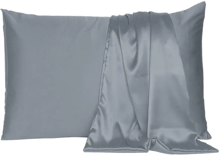 Dark Gray Dreamy Set Of 2 Silky Satin King Pillowcases Photo 1