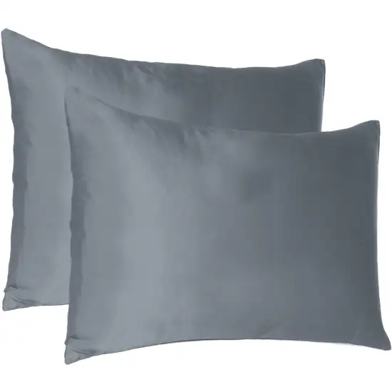 Dark Gray Dreamy Set Of 2 Silky Satin King Pillowcases Photo 4