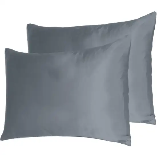 Dark Gray Dreamy Set Of 2 Silky Satin Standard Pillowcases Photo 7