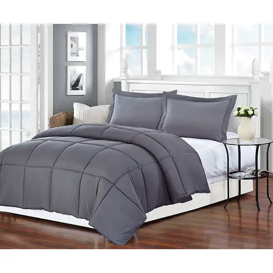Dark Gray Medium Warmth Down Alternative Comforter Full  Size Photo 4
