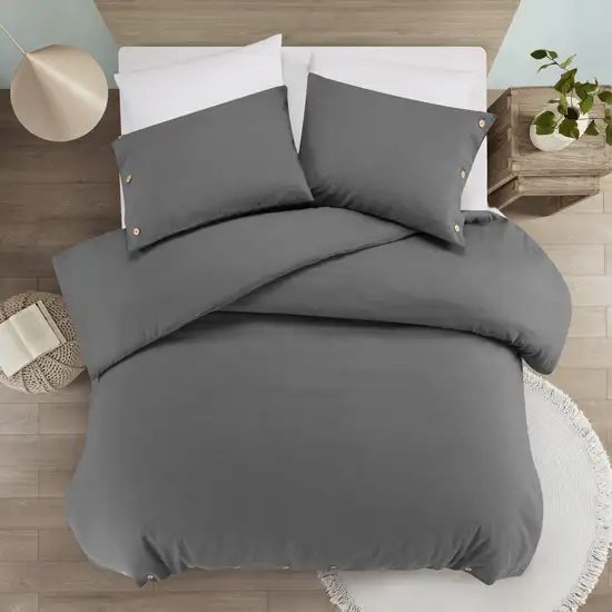 Dark Slate Gray King 100% Cotton 180 Thread Count Washable Duvet Cover Set Photo 7