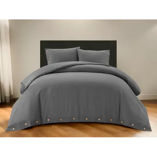 Dark Slate Gray King 100% Cotton 180 Thread Count Washable Duvet Cover Set Photo 1