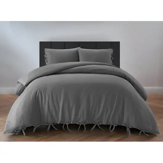 Dark Slate Gray King Linen 220 Thread Count Washable Duvet Cover Set Photo 1