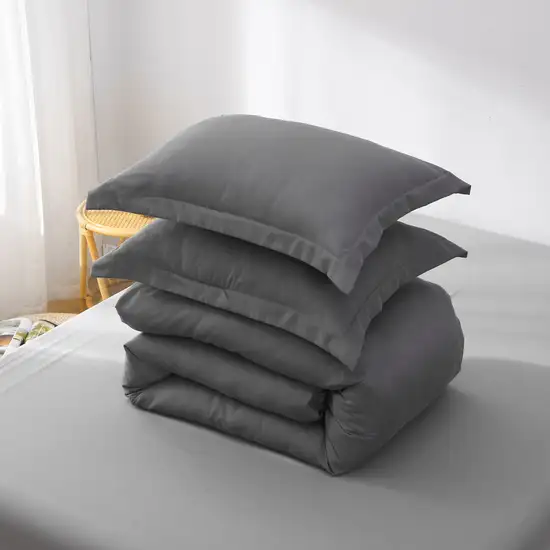 Dark Slate Gray  Microfiber 1400 Thread Count Machine Washable Duvet Cover Set Photo 2