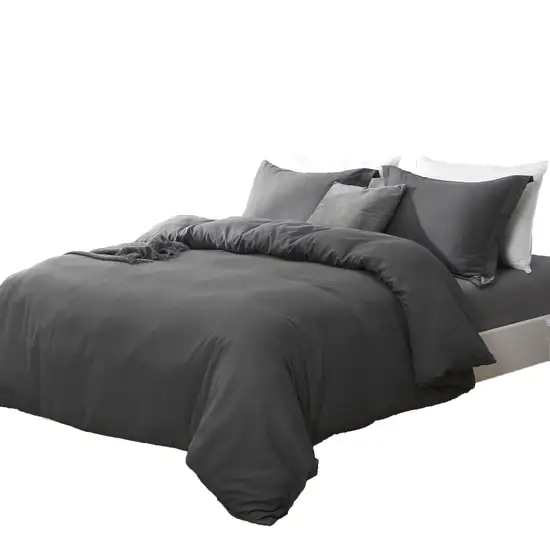 Dark Slate Gray  Microfiber 1400 Thread Count Machine Washable Duvet Cover Set Photo 1