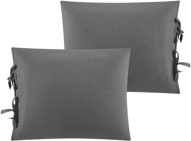 Dark Slate Gray Queen Linen 220 Thread Count Washable Duvet Cover Set Photo 3