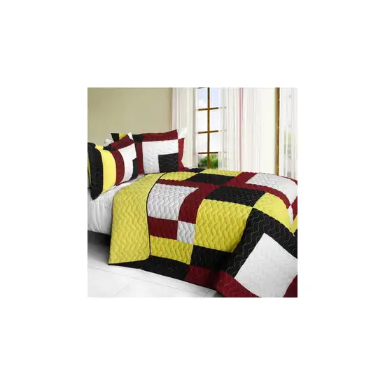 Dawn and Sunset -  Brand New Vermicelli-Quilted Patchwork Quilt Set Full/Queen Photo 2