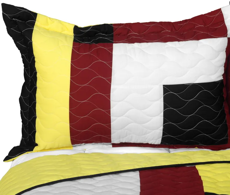 Dawn and Sunset - Brand New Vermicelli-Quilted Patchwork Quilt Set Full/Queen Photo 2