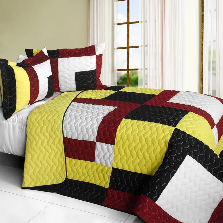 Dawn and Sunset - Brand New Vermicelli-Quilted Patchwork Quilt Set Full/Queen Photo 1