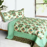 Photo of Deep in My Heart - 3PC Cotton Contained Vermicelli-Quilted Patchwork Quilt Set (Full/Queen Size)