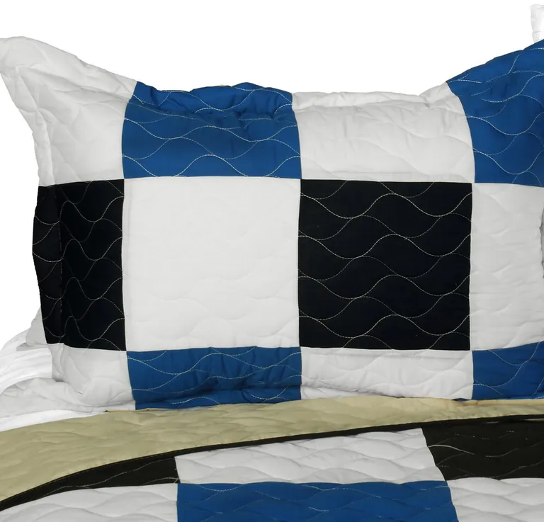 Delicate Plaid - A - Vermicelli-Quilted Patchwork Plaid Quilt Set Full/Queen Photo 2