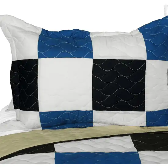 Delicate Plaid - A -  Vermicelli-Quilted Patchwork Plaid Quilt Set Full/Queen Photo 2