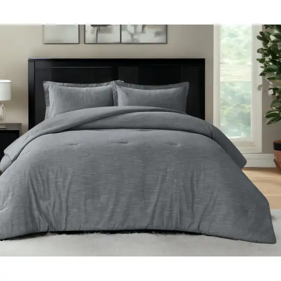 Denim Blue King 100% Cotton 140 Thread Count Washable Down Comforter Set Photo 1