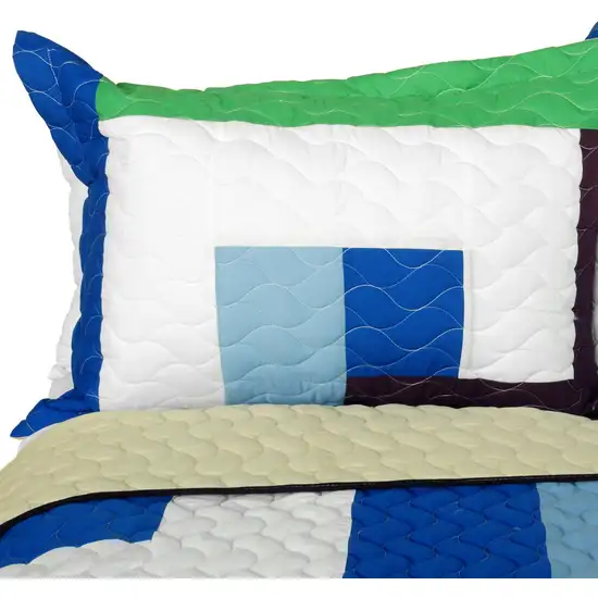 Dizzy Sun -  Vermicelli-Quilted Patchwork Geometric Quilt Set Full/Queen Photo 2