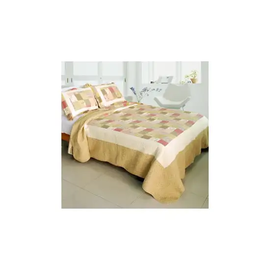 Dream Production  -  100% Cotton 3PC Vermicelli-Quilted Patchwork Quilt Set (Full/Queen Size) Photo 2