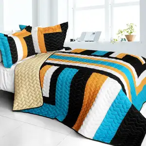 Photo of Drive Till Dawn - 3PC Vermicelli - Quilted Patchwork Quilt Set (Full/Queen Size)