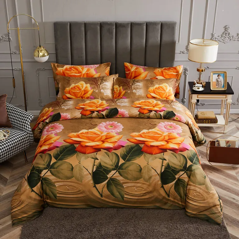 Duvet Cover Set, 6 Piece Luxury Floral Bedding, Dolce Mela DM721Q Photo 1
