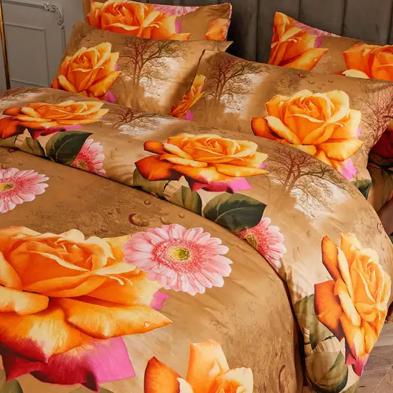 Queen Size Duvet Cover Set, 6 Piece Luxury Floral Bedding, Dolce Mela Eden  DM721Q Photo 7