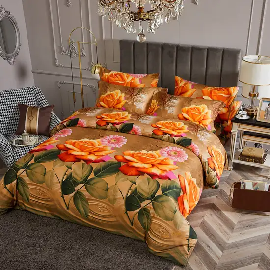 Queen Size Duvet Cover Set, 6 Piece Luxury Floral Bedding, Dolce Mela Eden  DM721Q Photo 6