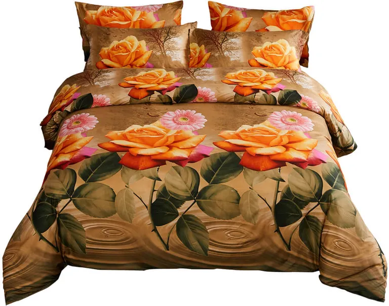 Duvet Cover Set, 6 Piece Luxury Floral Bedding, Dolce Mela DM721Q Photo 5