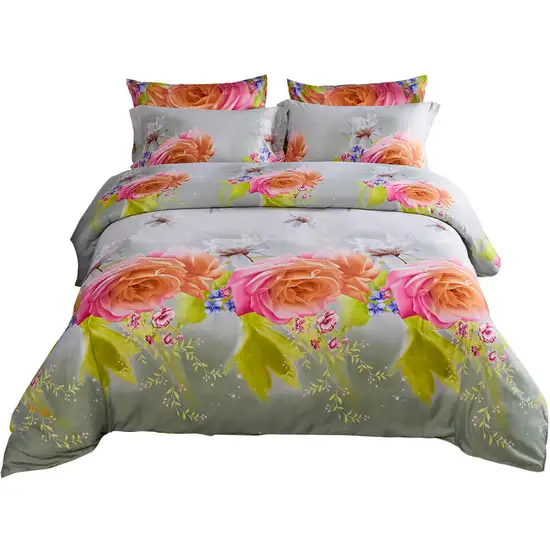 Queen Size Duvet Cover Set, 6 Piece Luxury Floral Bedding, Dolce Mela  Innocence  DM723Q Photo 5