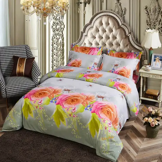 Queen Size Duvet Cover Set, 6 Piece Luxury Floral Bedding, Dolce Mela  Innocence  DM723Q Photo 6