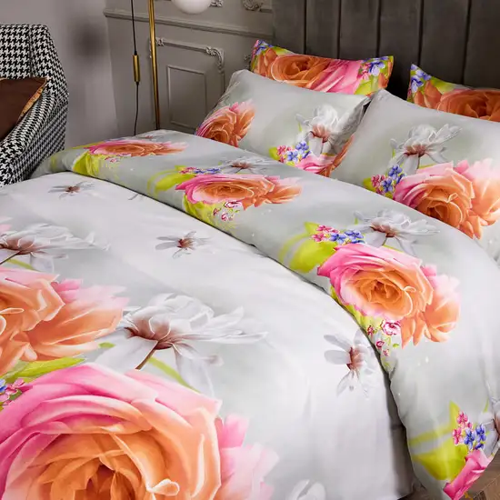 Queen Size Duvet Cover Set, 6 Piece Luxury Floral Bedding, Dolce Mela  Innocence  DM723Q Photo 7