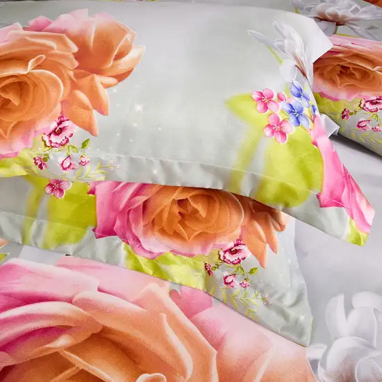 Queen Size Duvet Cover Set, 6 Piece Luxury Floral Bedding, Dolce Mela  Innocence  DM723Q Photo 9