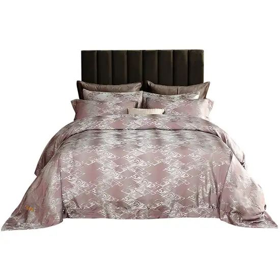 Queen Size Duvet Cover Set, 6 Piece Luxury Jacquard Bedding, Dolce Mela Hollywood DM714Q Photo 2