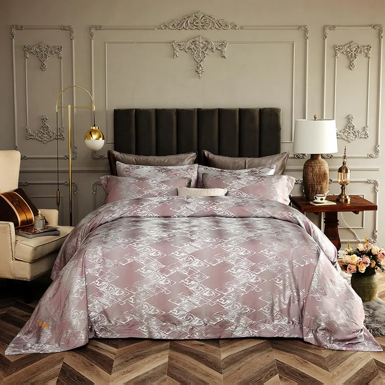 Duvet Cover Set, 6 Piece Luxury Jacquard Bedding, Dolce Mela DM714Q Photo 1