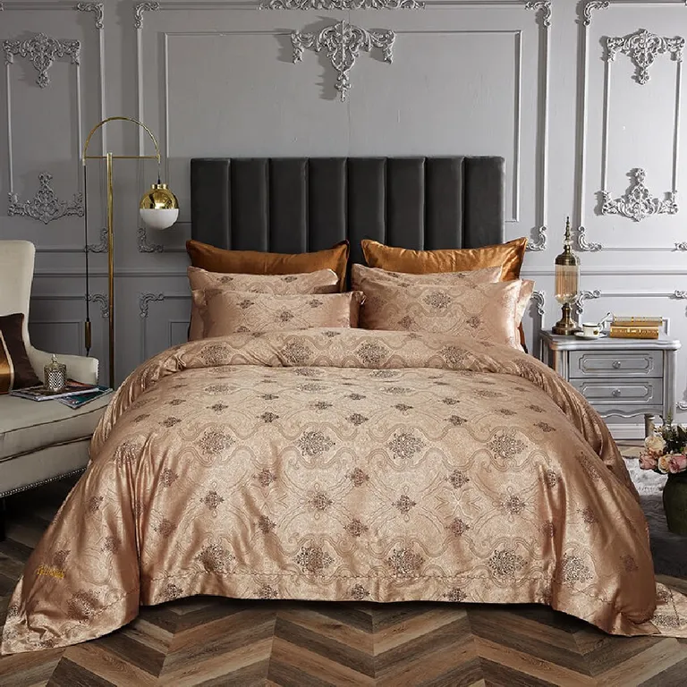 Duvet Cover Set, 6 Piece Luxury Jacquard Bedding, Dolce Mela DM719Q Photo 1