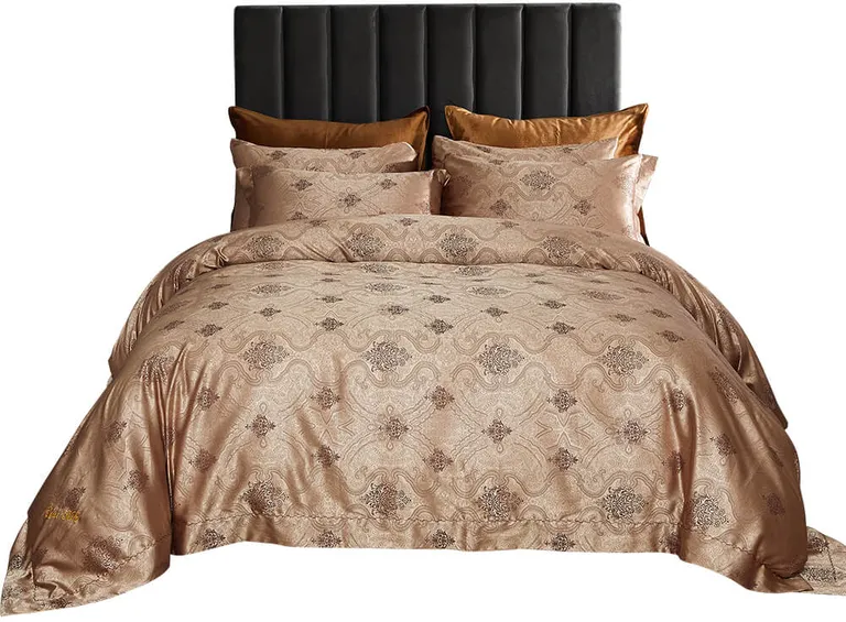 Duvet Cover Set, 6 Piece Luxury Jacquard Bedding, Dolce Mela DM719Q Photo 2