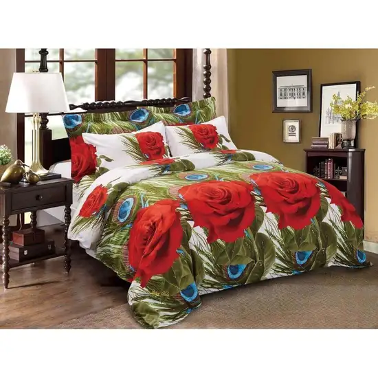 Duvet Cover Set, King Size Floral Bedding, Dolce Mela - Romeo DM711K Photo 1
