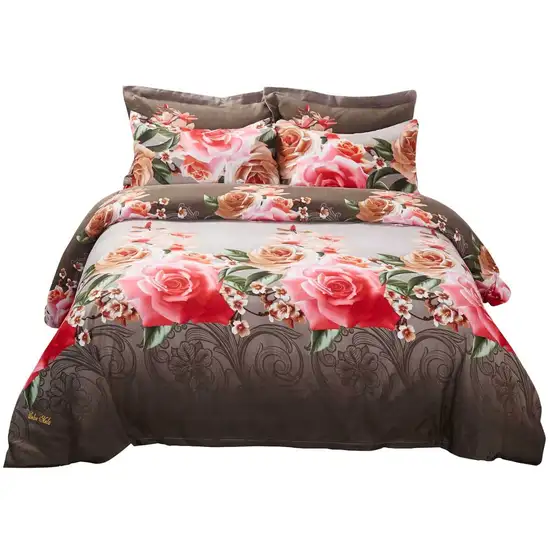 Duvet Cover Set, Queen size Floral Bedding, Dolce Mela - Rose Medley DM708Q Photo 3