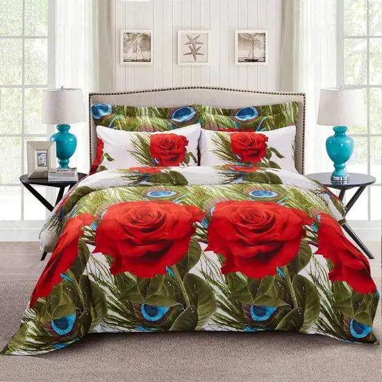 Duvet Cover Set, Queen size Floral Bedding, Dolce Mela - Romeo DM711Q Photo 4