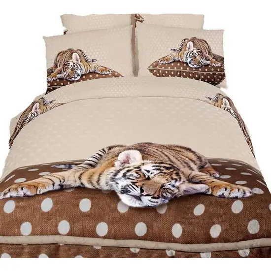 Twin Size Duvet Cover Sheets Set, Sleepy Tiger Photo 4