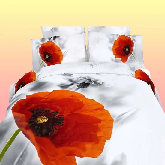 Twin Size Duvet Cover Sheets Set, Poppies Photo 2